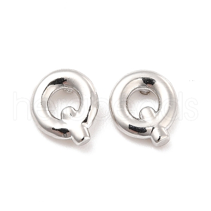 Brass Hollow Out Initial Letter Stud Earrings for Women EJEW-A044-01P-Q-1