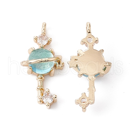 Brass Micro Pave Clear Cubic Zirconia Pendants ZIRC-P100-04G-1