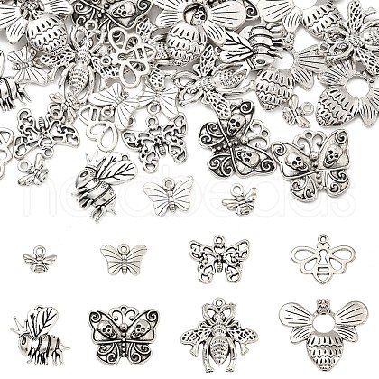 40Pcs 8 Styles Tibetan Style Alloy Pendants TIBE-YW0001-65-1