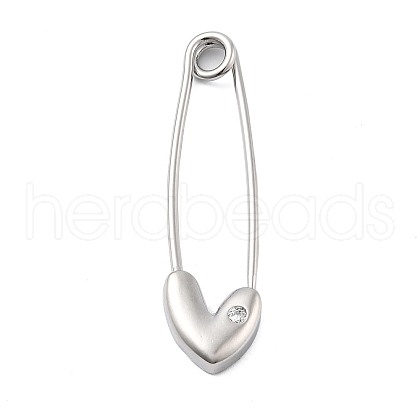 Brass Micro Pave Cubic Zirconia Safety Pins KK-H206-04P-1