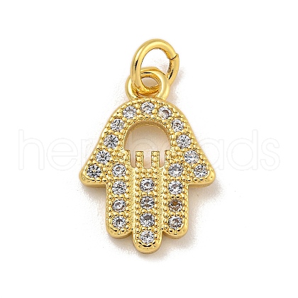 Rack Plating Brass Micro Pave Cubic Zirconia Pendants KK-C074-60G-01-1