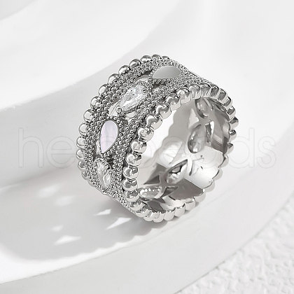 Brass Pave Cubic Zirconia Finger Rings for Women FR1588-6-1