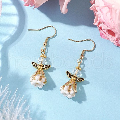 Angel Handmade Glass Seed Beads Dangle Earrings for Women EJEW-MZ00395-06-1