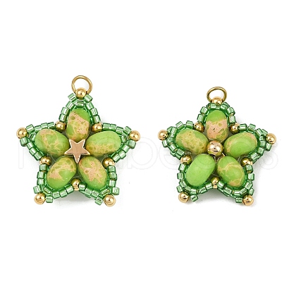 Handmade Glass Seed Beaded & Synthetic Dyed Imperial Jasper Beads Pendants PALLOY-MZ00752-04-1