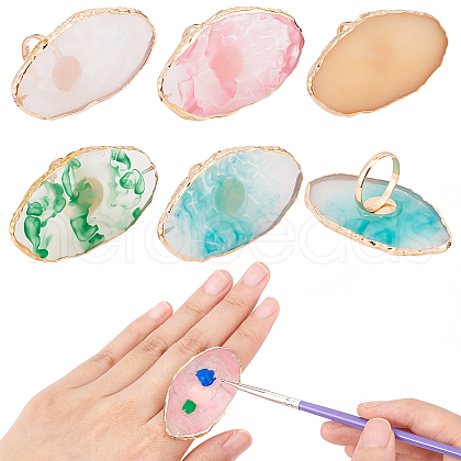 CHGCRAFT 5Pcs 5 Colors Adjustable Resin Platette Rings RJEW-CA0001-07-1