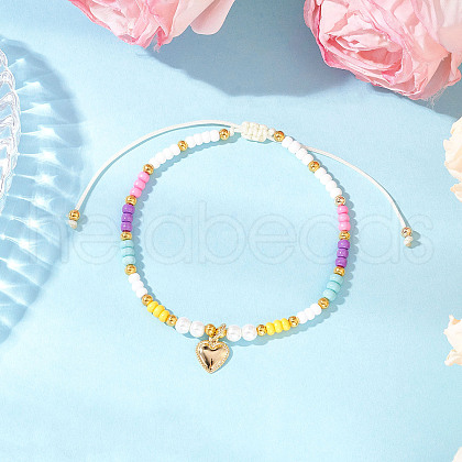 Adjustable Glass Seed Round Beaded Braided Bracelets BJEW-MZ00187-03-1
