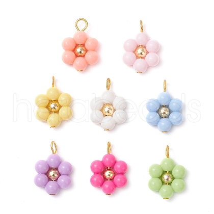 Acrylic Flowers Pendants PALLOY-JF03846-02-1
