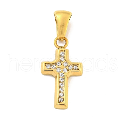 Ion Plating(IP) 304 Stainless Steel Cubic Zirconia Pendants STAS-C102-04B-G-1