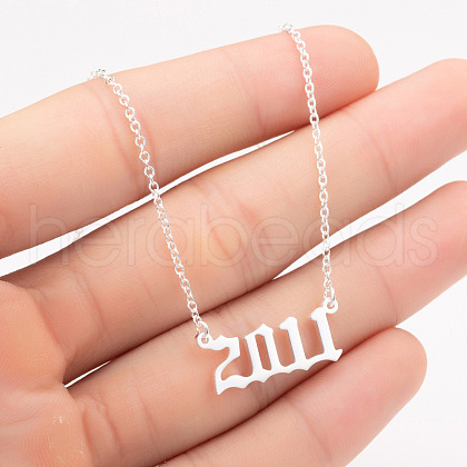 2011 Birth Year Number 201 Stainless Steel Pendant Cable Chain Necklaces FS-WGB5F08-51-1