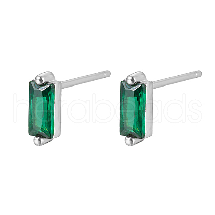 Cubic Zirconia Rectangle Stud Earrings FU7889-6-1