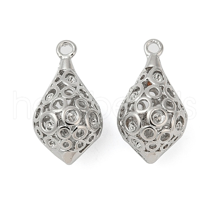 Hollow Out Brass Pendant Rhinestone Settings KK-G532-07P-1