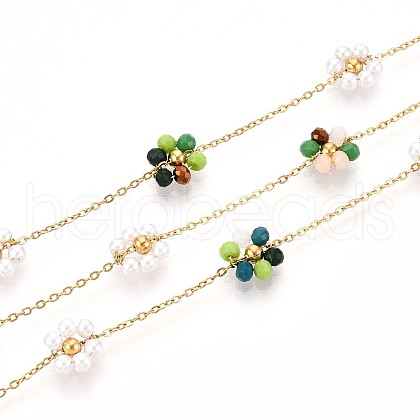304 Stainless Steel Flower Cable Chains CHS-N005-02C-G-1