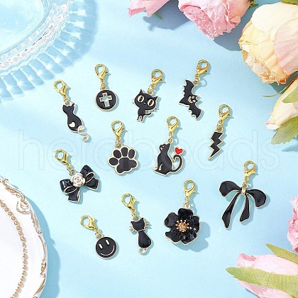 12Pcs Alloy Enamel Pendant Decorations HJEW-JM03086-1