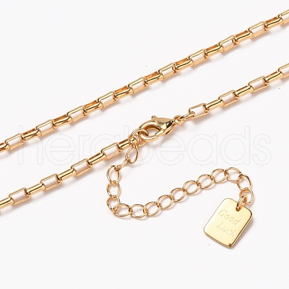 Brass Box Chain Necklaces NJEW-H206-01B-G-1