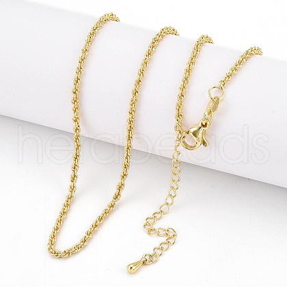 2mm Brass Rope Chain Necklaces for Men Women NJEW-G160-20G-1