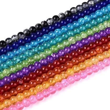 Crackle Glass Beads Strands CCG-Q001-6mm-M-1