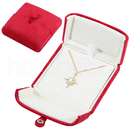 Double Door Velvet Jewelry Pendant/Necklace Gift Storage Boxes CON-WH0086-157-1