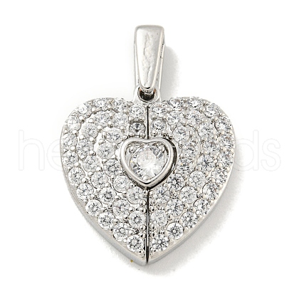 Rack Plating Brass Micro Pave Clear Cubic Zirconia Pendants KK-E114-06P-1