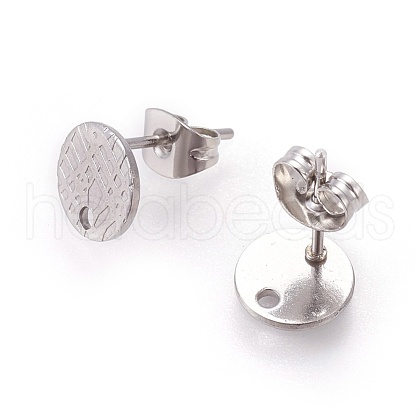 304 Stainless Steel Ear Stud Findings STAS-O119-14B-P-1