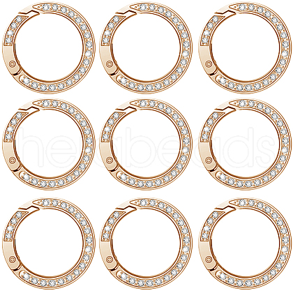 SUNNYCLUE 12Pcs Alloy Crystal Rhinestone Spring Gate Rings FIND-SC0012-68KCG-1