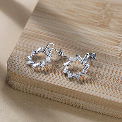 925 Sterling Silver Stud Earrings EJEW-C146-01P-1