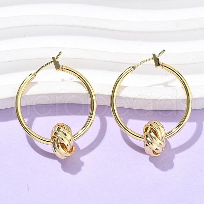Brass Twist Hoop Earrings for Women EJEW-L297-01A-G-1