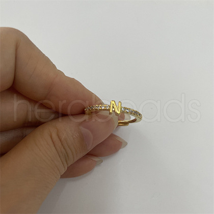 Brass Micro Pave Clear Cubic Zirconia Finger Rings FS-WGE303B-40-1