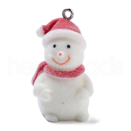Christmas Theme Flocky Resin Pendants RESI-Q002-07B-1