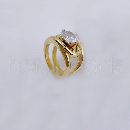 Stainless Steel Micro Pave Clear Cubic Zirconia Finger Rings for Women WGA800A-03-1