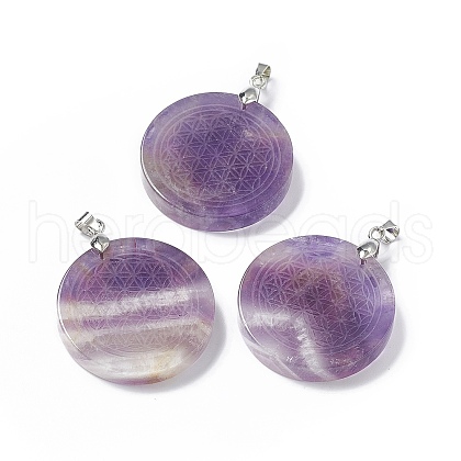 Natural Amethyst Pendants G-P491-03P-01-1