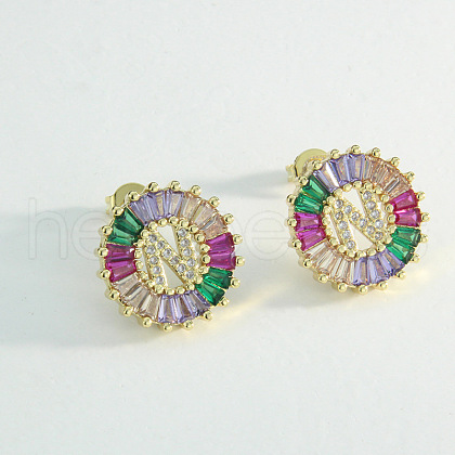 Brass Colorful Cubic Zirconia Stud Earrings WG39B88-14-1