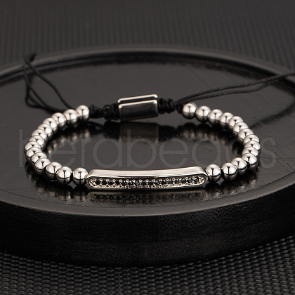 304 Stainless Steel Braided Beads Bracelets WG0F93D-19-1