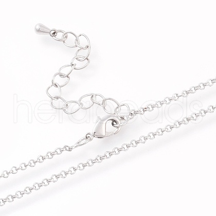 Brass Rolo Chain Necklaces Making MAK-L025-04P-1
