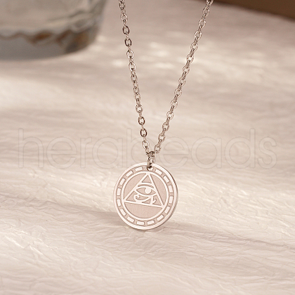 Fashionable Stainless Steel Eye of Ra Pendant Necklaces for Women's Daily Wear ZN3339-1