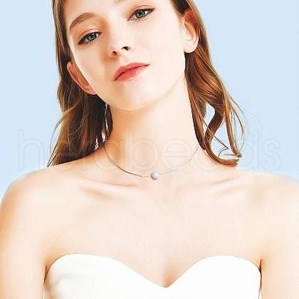 925 Sterling Silver & Synthetic Opal Round Ball Pendant Necklaces for Women FS-WG9EE48-01-1