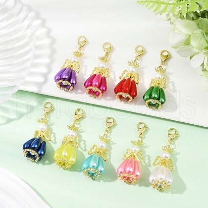 Angel Handmade Glass Seed Beaded & Acrylic Pendants Decorations HJEW-MZ00270-1