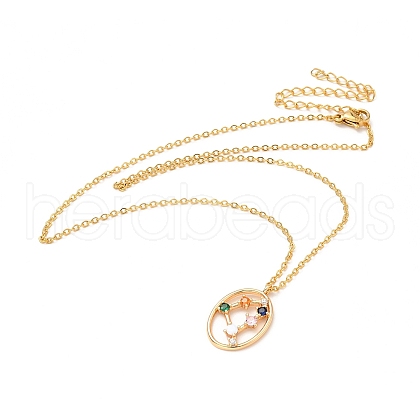 Colorful Cubic Zirconia Constellation Pendant Necklace NJEW-H166-01A-1