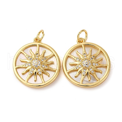 Brass Micro Pave Clear Cubic Zirconia Pendants KK-P308-83G-1