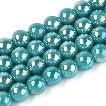 Electroplate Opaque Glass Beads Strands GLAA-T032-P10mm-AB12A-1