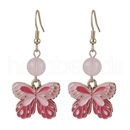 Alloy Enamel Butterfly Dangle Earrings EJEW-JE05648-01-1
