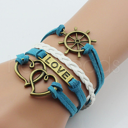 PU Leather & Hemp Cord Multi-strand Bracelets WG4AB3D-05-1