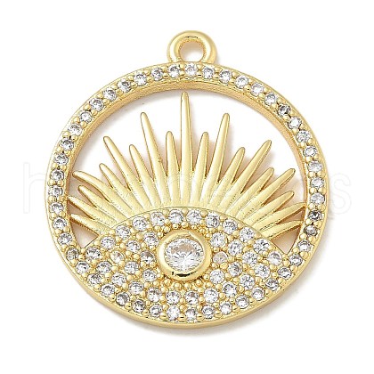 Rack Plating Brass Micro Pave Cubic Zirconia Pendants KK-L224-049G-1