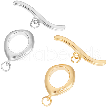 Beebeecraft 2Pcs 2 Colors 925 Sterling Silver Toggle Clasps STER-BBC0007-50-1