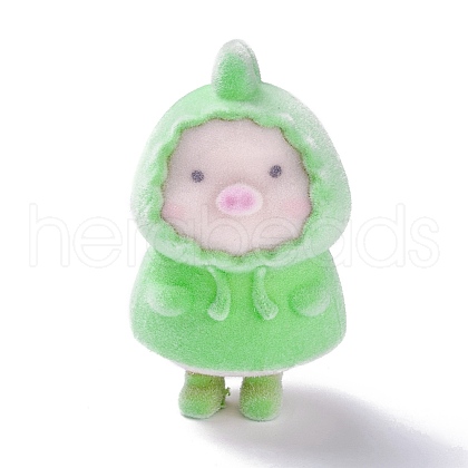 Flocky Resin Miniature Pig Figurines AJEW-Z007-02-1