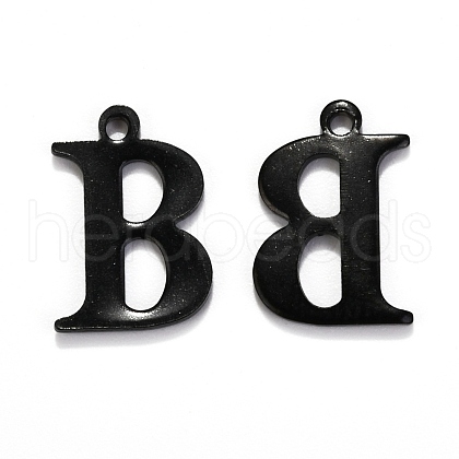 304 Stainless Steel Alphabet Charms STAS-H122-B-EB-1