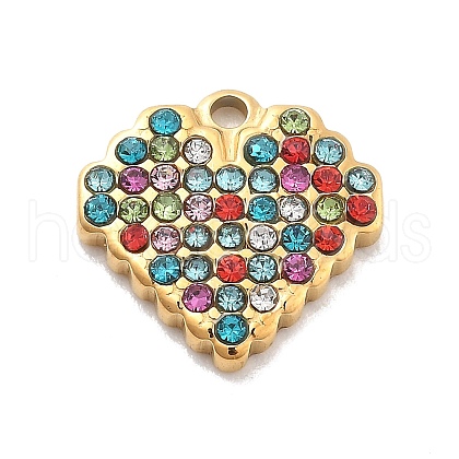 304 Stainless Steel Rhinestone Charms STAS-M092-06G-06-1