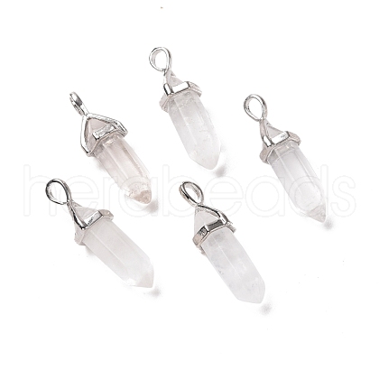 Natural Quartz Crystal Pointed Pendants G-K329-53P-1