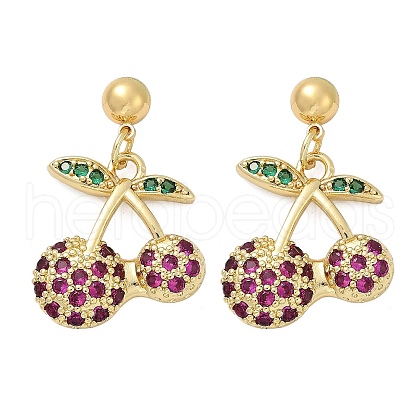 Brass Cubic Zirconia Dangle Stud Earrings EJEW-Q036-07G-1