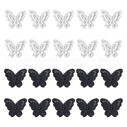 GOMAKERER 20Pcs 2 Colors Sew on 3D Double Layer Butterfly Appliques FIND-GO0001-60-1