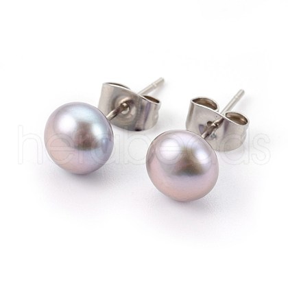 Mother's Day Jewellery Natural Pearl Beads Ear Studs EJEW-JE02880-01-1